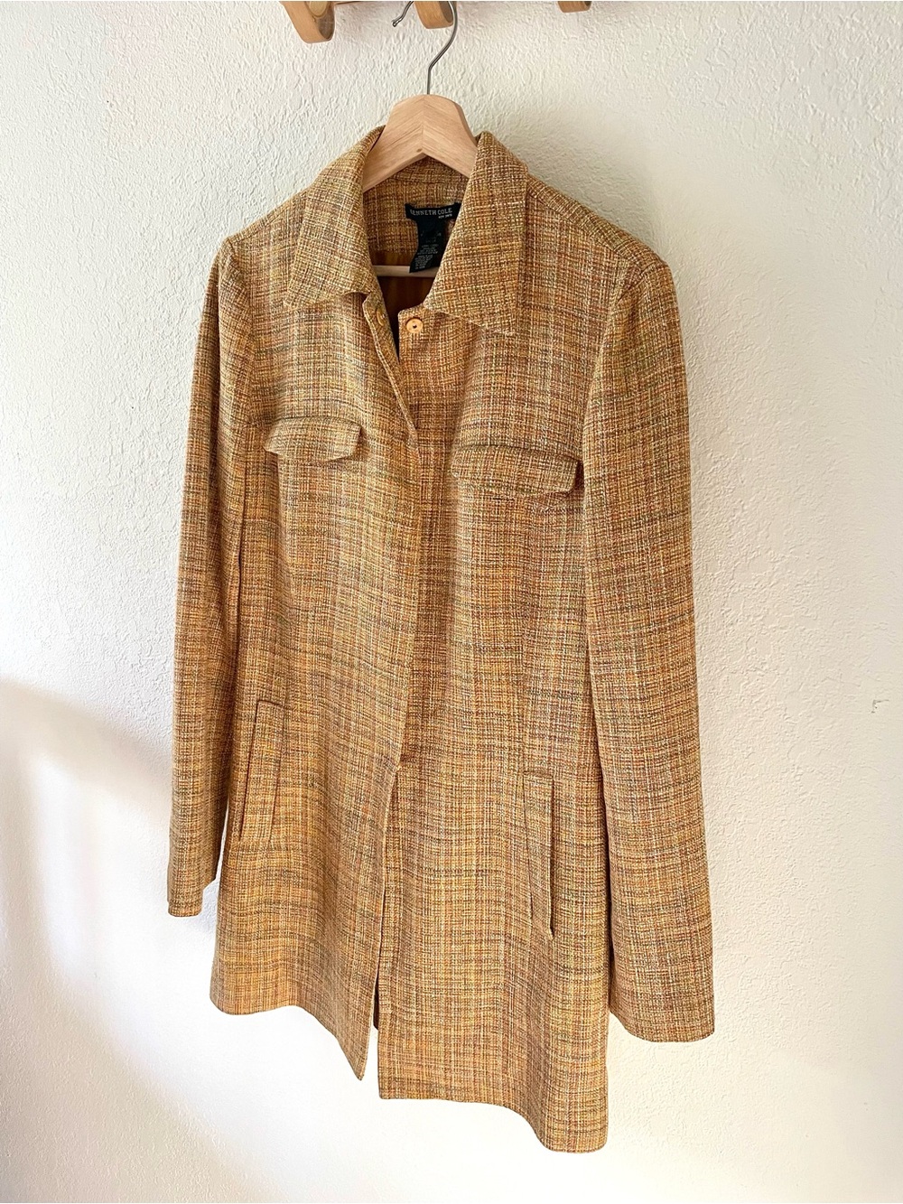 Vintage Keith Cole Women’s Y2K Knit Button Down Long Fall Peacoat Blazer Jacket